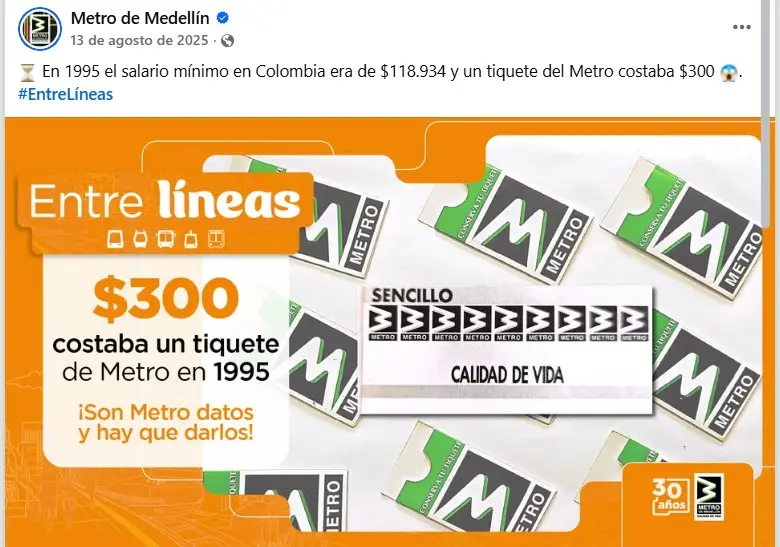 pasajes metro de Medellín